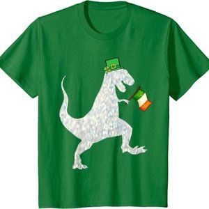 Kids Saint Patricks Day Dinosaur TRex Gift Shirt